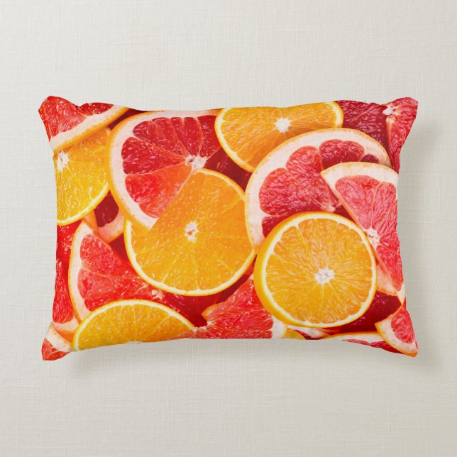 Färsk mogen orange och grapefruit background backg prydnadskudde (Framsidan)
