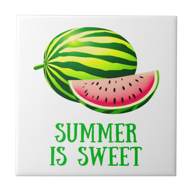 Färsk, mogen vattenmelon med sommarstämning kakelplatta (Framsidan)