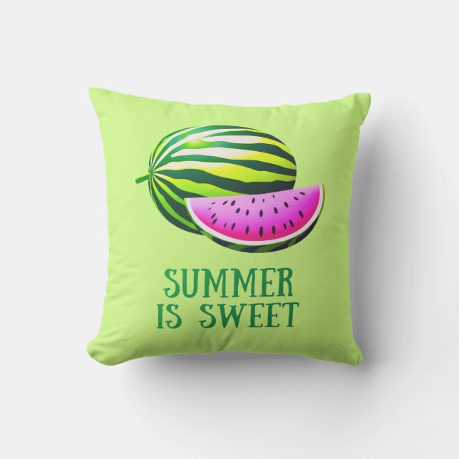 Färsk, mogen vattenmelon med sommarstämning kudde (Framsida)