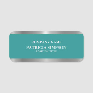 Färsk och modern utseende: Teal Grönt & Silver Met Namnbricka