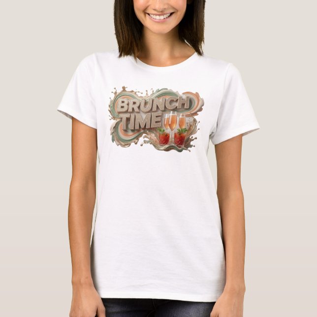 Färsk Orange BRUNCH TIME Statement T-shirt (Framsida)