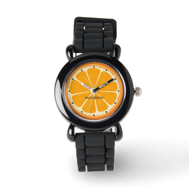 Färsk Orange Fruit Juicy Lemon Juice Illustration Armbandsur (Framsida)