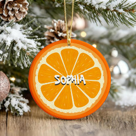 Färsk Orange Fruit Juicy Lemon Juice Illustration Julgransprydnad Keramik
