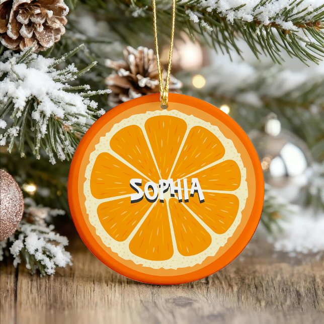 Färsk Orange Fruit Juicy Lemon Juice Illustration Julgransprydnad Keramik (Skapare uppladdad)