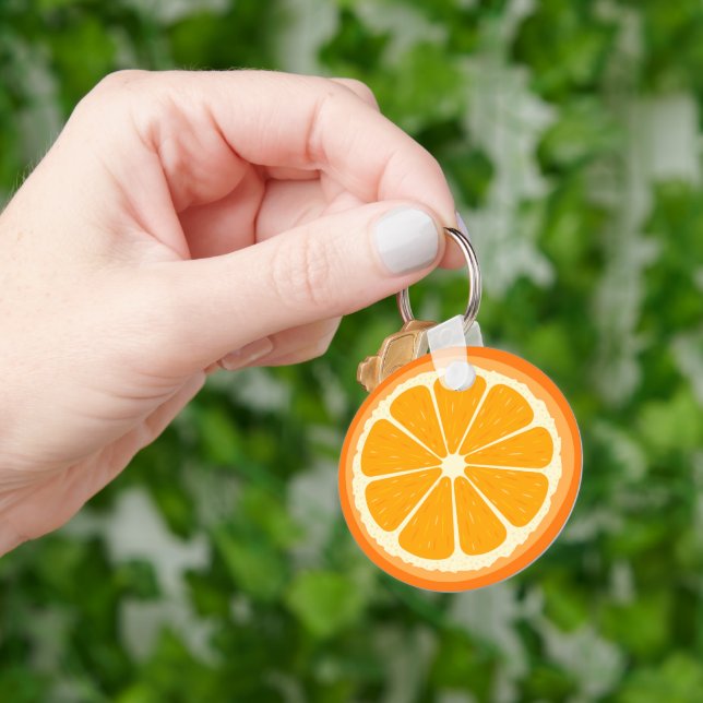 Färsk Orange Fruit Juicy Lemon Juice Illustration Nyckelring (Hand)