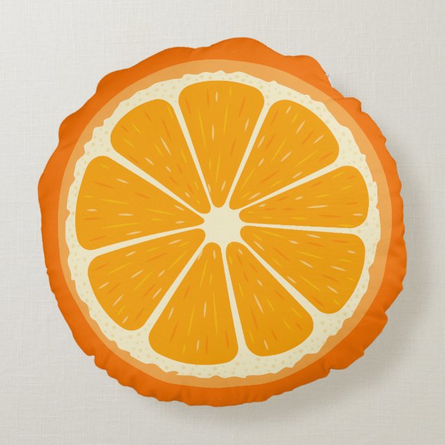 Färsk Orange Fruit Juicy Lemon Juice Illustration Rund Kudde (Baksidan)