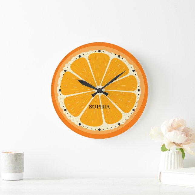 Färsk Orange Fruit Juicy Lemon Juice Illustration Stor Klocka (Hem)