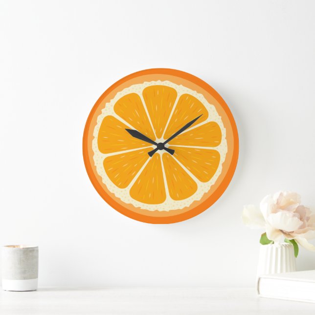 Färsk Orange Fruit Juicy Lemon Juice Illustration Stor Klocka (Hem)