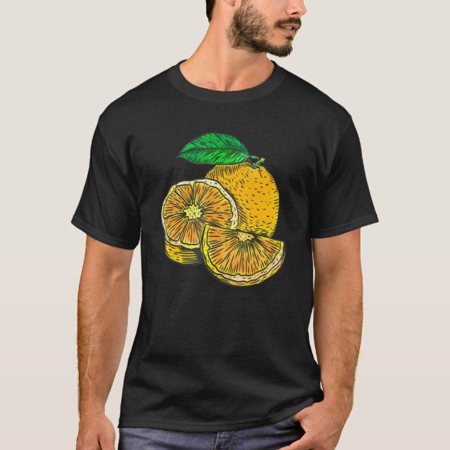 Färsk Orange Frukt Illustration T Shirt (Framsida)
