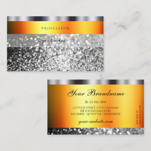 Färsk Orange och Silver mousserande Glitter Elegan Visitkort