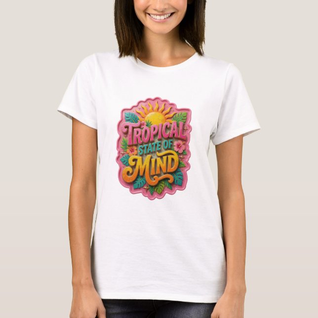 Färsk Orange TROPISK SINNESSTÄMNING Tryck T Shirt (Framsida)