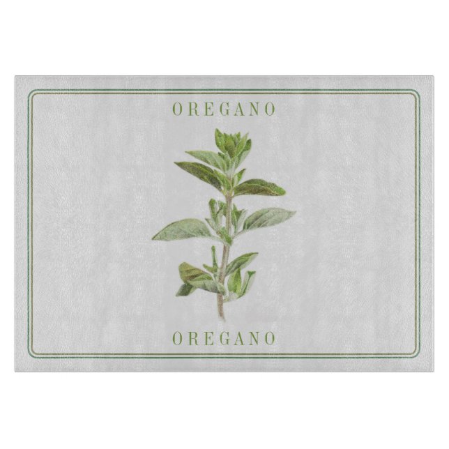 Färsk OREGANO 11x8 Glasskärbräda (Framsidan)
