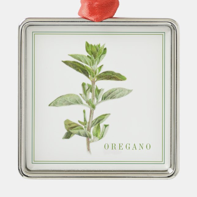 Färsk OREGANO Premium fyrkantig ornament (Framsidan)