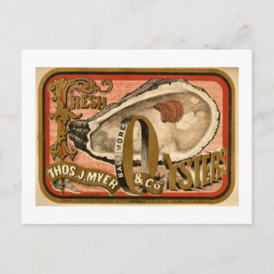 Färsk ostron Vintage Baltimore Ad circa 1870 Vykort