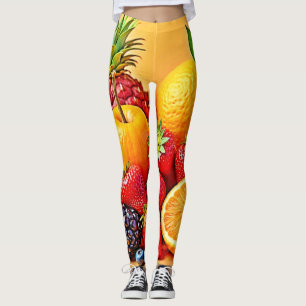 Färsk överflöd: Livlig skördedesign för frukt  Leggings