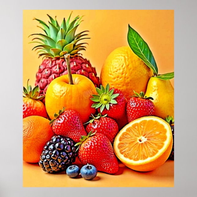 Färsk överflöd: Livlig skördedesign för frukt  Poster (Framsidan)