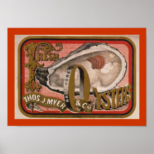 Färsk Oyster-etikett Poster