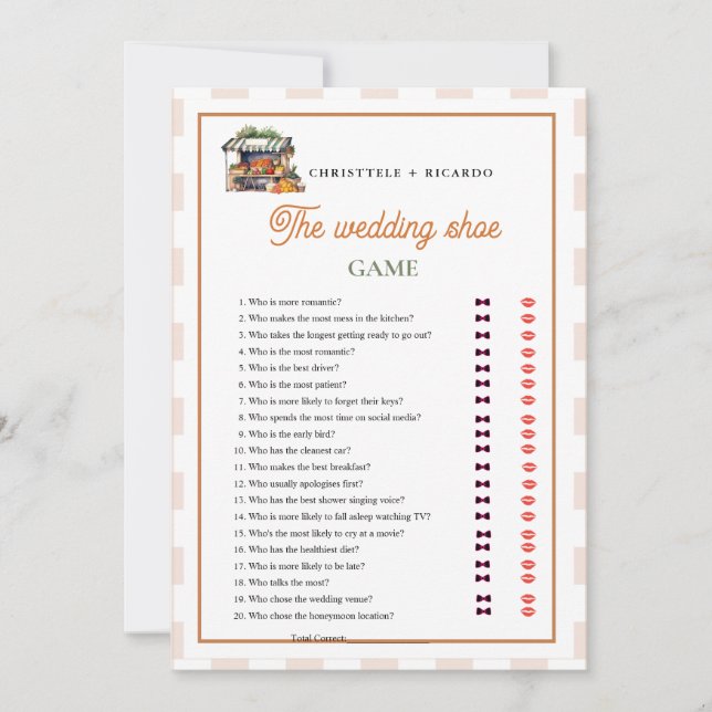 Färsk på marknaden Garden Weding Shoe Game Card Meddelande (Framsida)