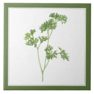 FÄRSK PARSLEY 6x6 keramisk platta (-text)-Grönt Kakelplatta