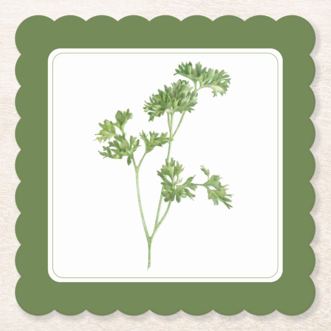 FÄRSK PARSLEY Scallop Square Underlägg (-text)-Grö Papper (Framsida)