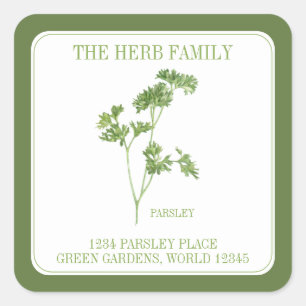 FÄRSK PARSLEY Small Square Kuvert Seals - Grönt Fyrkantigt Klistermärke