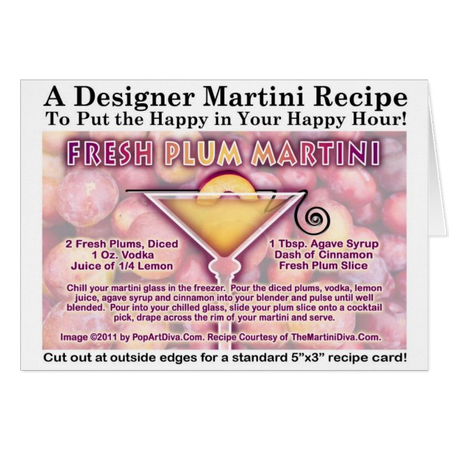 Färsk Plommon Martini Receptkort Hälsningskort (Framsidan Horizontal)