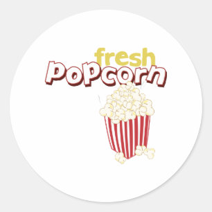 Färsk popcorn runt klistermärke