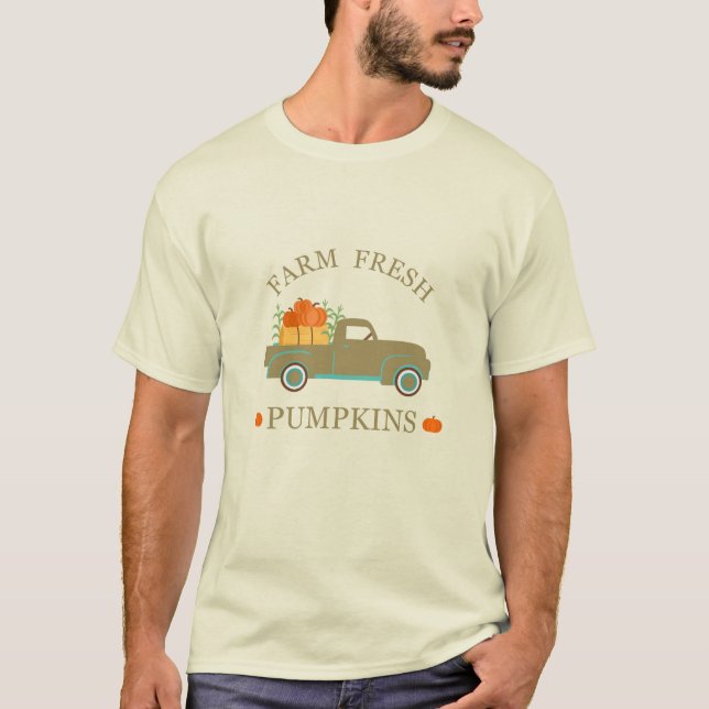 Färsk pumpvattenfärg hösten hösten t shirt (Framsida)