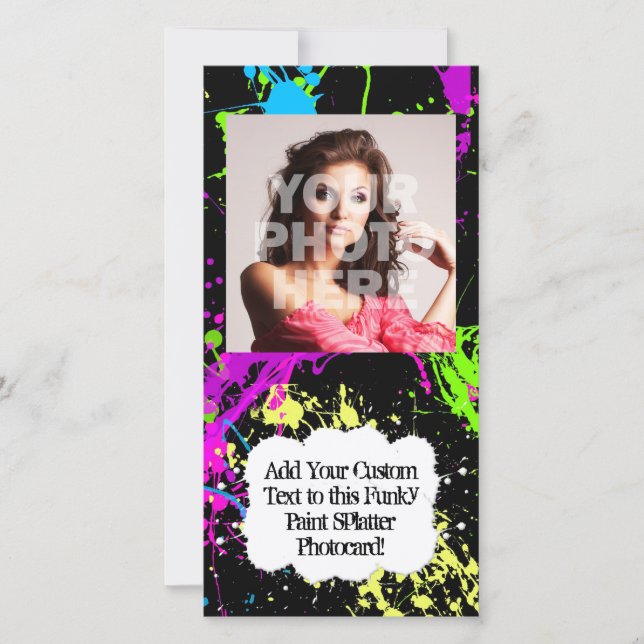 Färsk Retro Neon Paint Splatter på svart (Framsida)