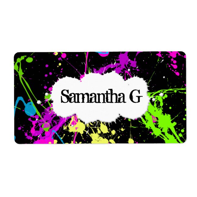 Färsk Retro Neon Paint Splatter på svart Fraktsedel (Framsidan)