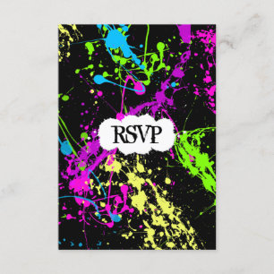 Färsk Retro Neon Paint Splatter på svart OSA Kort
