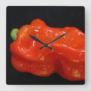 Färsk röd bell Pepper Fyrkantig Klocka