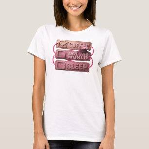 Färsk Rosa Kaffe Först Rädda Världen Anpassad Skap T Shirt