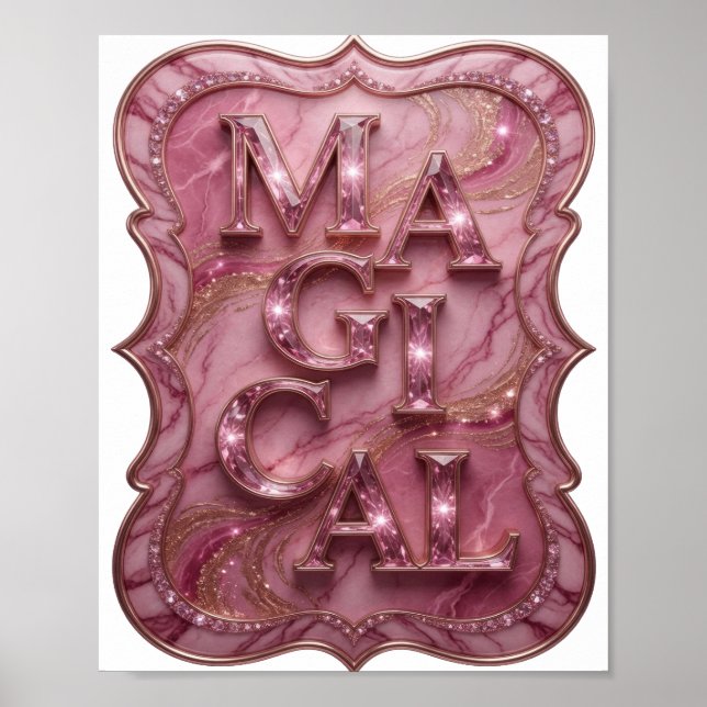 Färsk Rosa MAGISK Deklaration Design Poster (Framsidan)