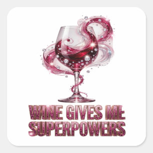 Färsk rosa VIN GER MIG SUPERKRAFTER Klistermärke