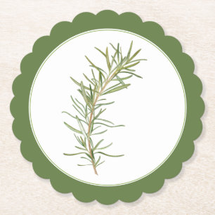FÄRSK ROSEMARY Scallop Round Underlägg (-text)-Grö Papper
