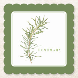 FÄRSK ROSEMARY Scallop Square Underlägg +text Grön Papper