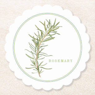 FÄRSK ROSEMARY Scalloped Round Underlägg (+text) Papper