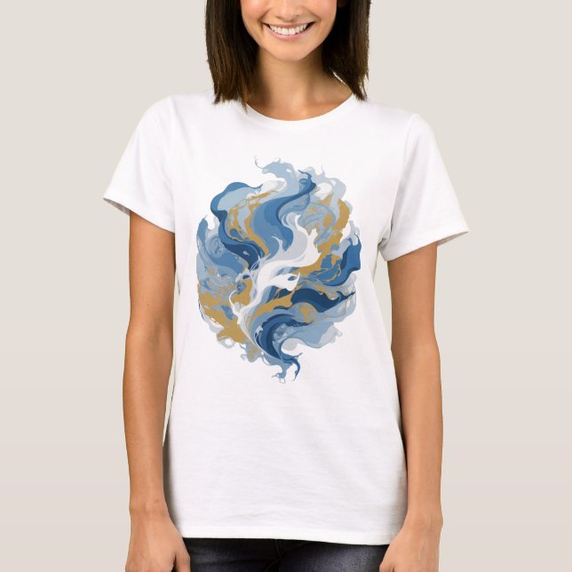 Färsk Silver ABSTRAKT KONST Design v3 T Shirt (Framsida)