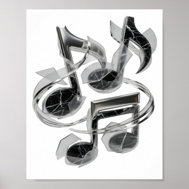 Färsk silver ABSTRAKT KONST Grafisk design Poster (Framsidan)