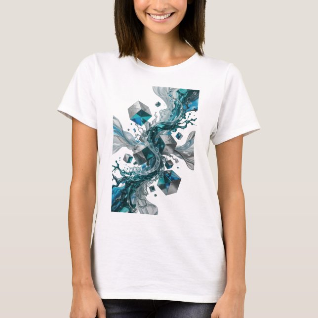 Färsk Silver ABSTRAKT KONST Skräddarsydd T-shirt (Framsida)