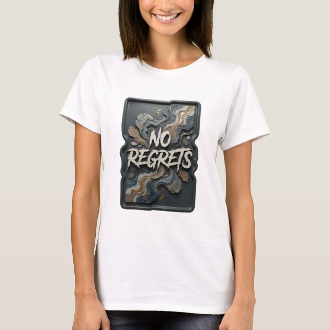 Färsk Silver INGEN ÅNGER 3D Textkonst T Shirt (Framsida)