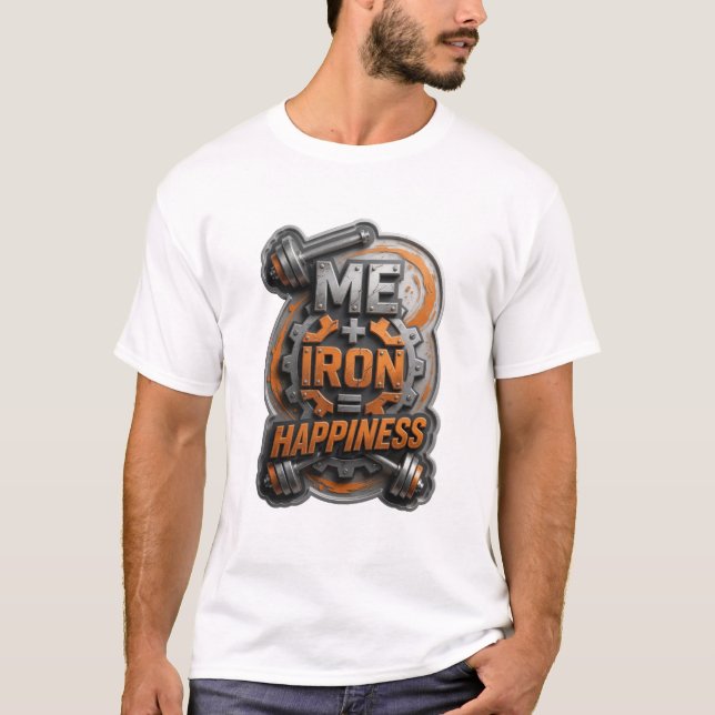 Färsk Silver ME JÄRN LYCKA Tryck T Shirt (Framsida)