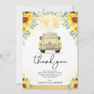 Färsk solros Drive By Karantän Baby Shower Tack Kort