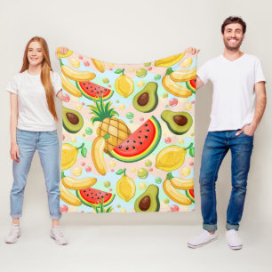Färsk sommarfrukt Mönster Fleecefilt