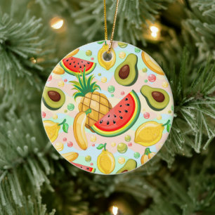 Färsk sommarfrukt Mönster Julgransprydnad Keramik