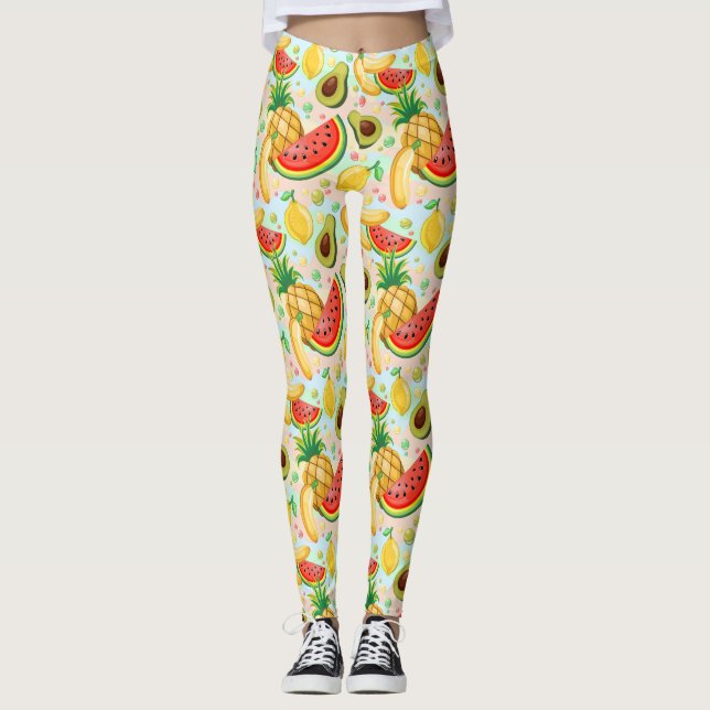 Färsk sommarfrukt Mönster Leggings (Framsida)
