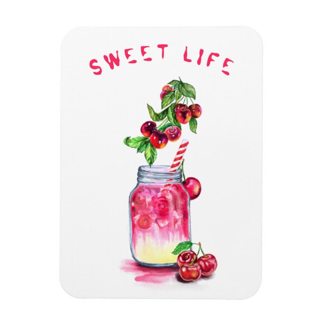 Färsk sötad Cherry Juice Coola Drink - Summer Frui Magnet (Vertikal)