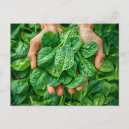 Färsk spinach Harvest i Händer Helg Vykort