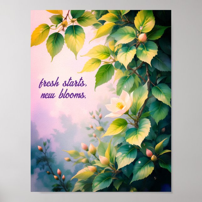 Färsk start, nya blommor - Vår-citat Poster (Framsidan)